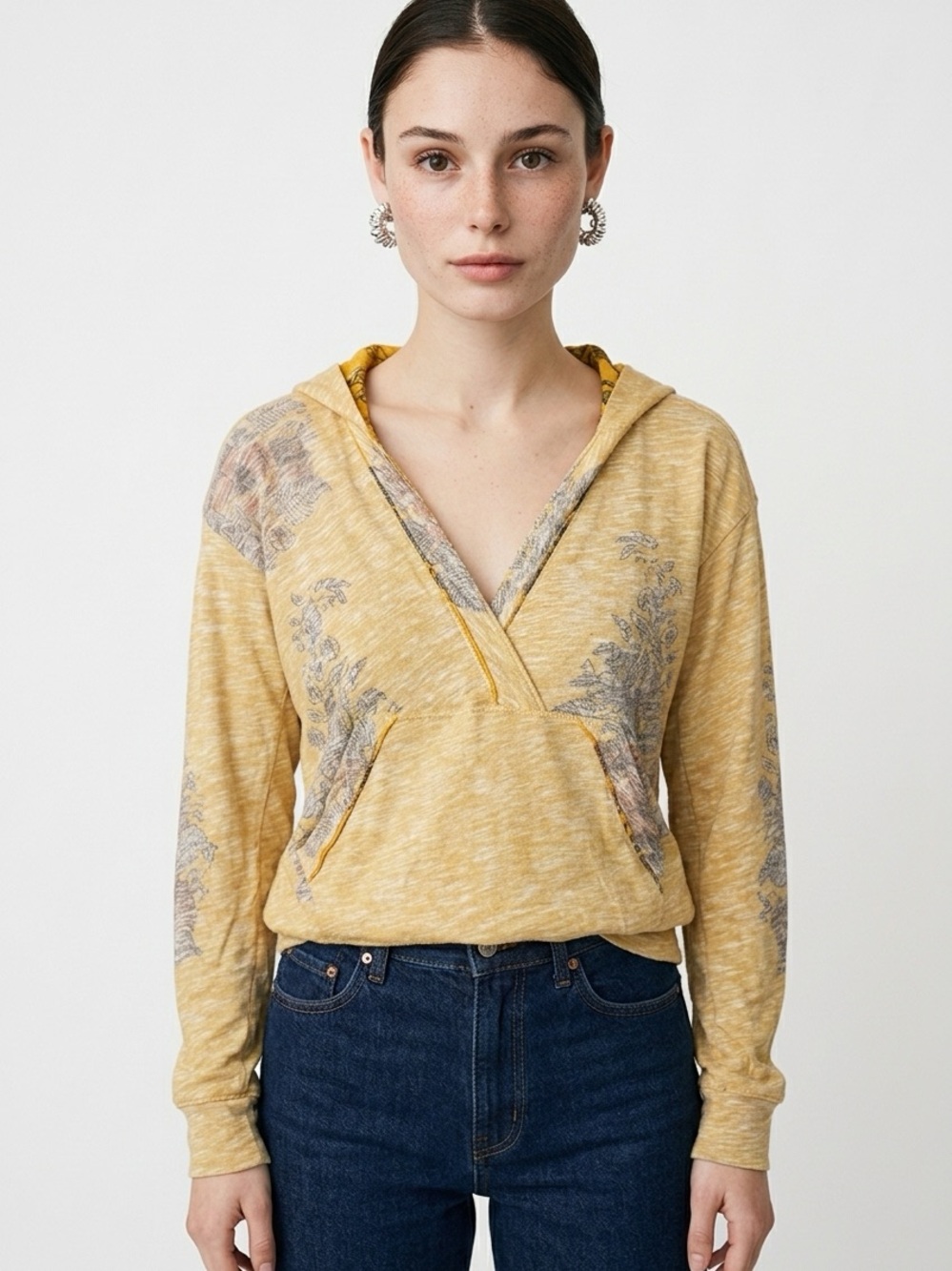 ANTHROPOLOGIE | Nera Floral “Inside Out” Hooded Pullover Women’s Size Small